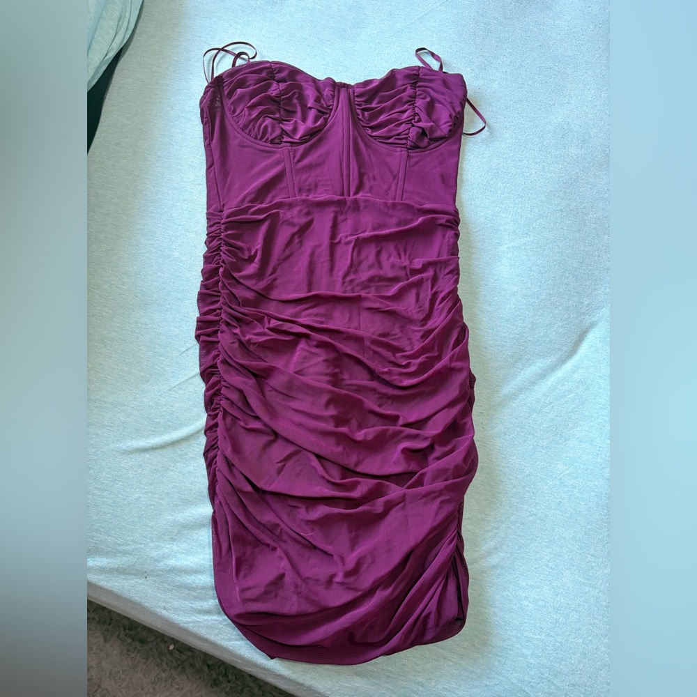 Elegant Purple Ruched Dress
